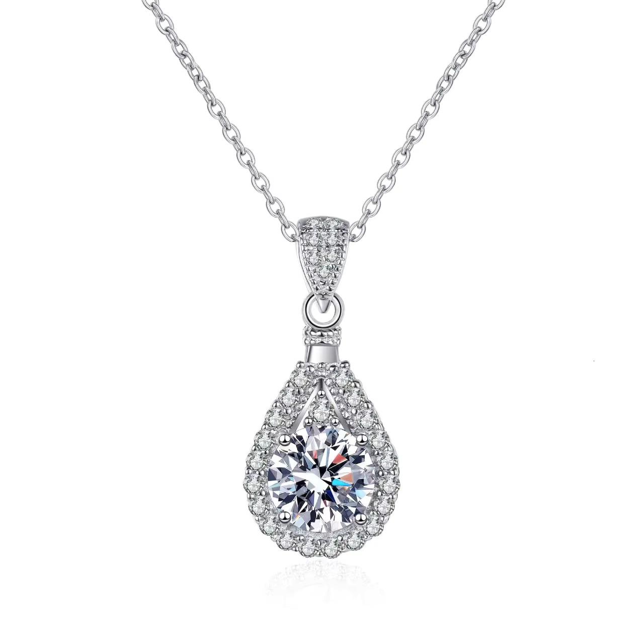 Necklace for Women Real Solid White Gold VVS1 D Clarity Lab Grown Dia Eternity Fine Jewelry