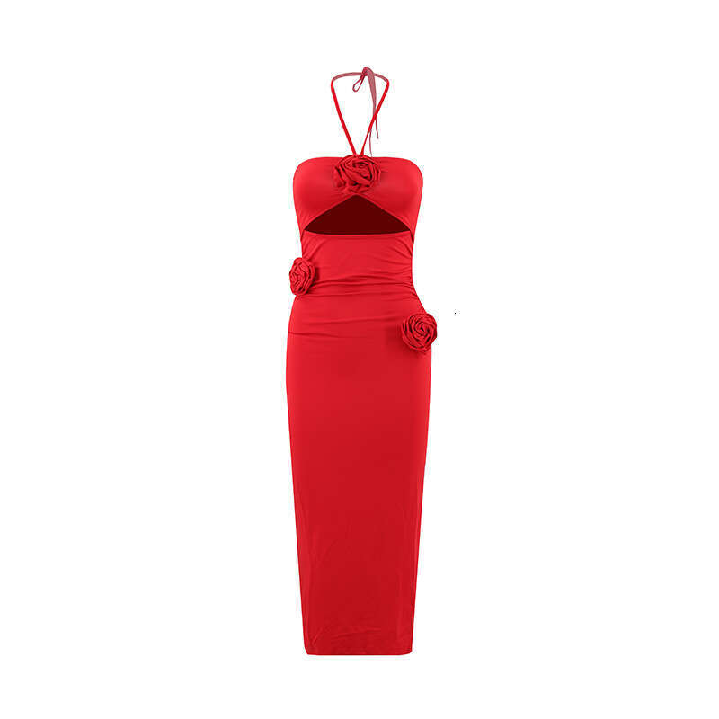 European American style sexy girl women's BM autumn and winter hot item ur hanging neck backless hollow out dress 2025 new casual fashion trend c