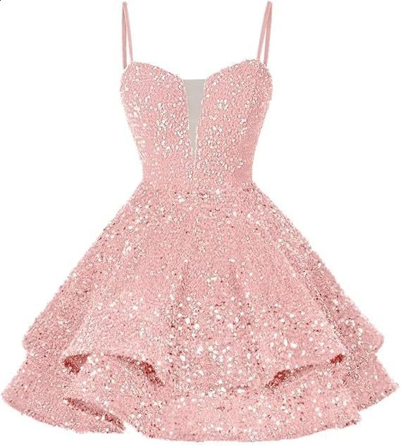 Shiny Short Homecoming Strap Sexy Dress 2025 New Shiny Sweet Ball Party Evening Dress 240801