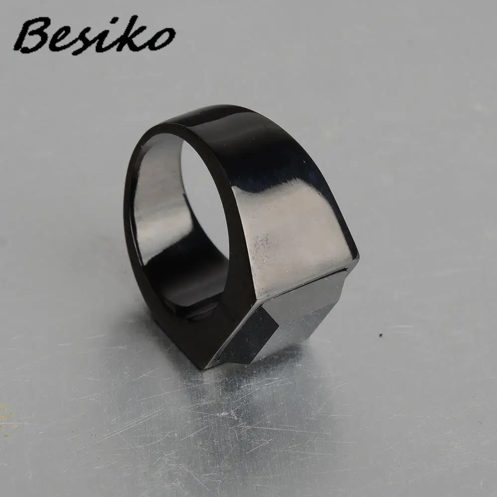 Besiko Trendy Men Square Black Stone Ring Stainless Steel Retro Signet Rings Rock Punk Male Jewelry Boyfriend Gift Drop 250213