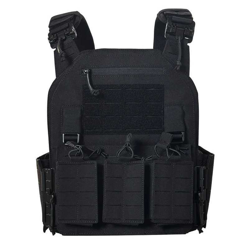 Tactical Vest - Versatile outdoor lightweight vest Hunting Support Adjustable MOLLE vest with three magazine bagsXJ250219