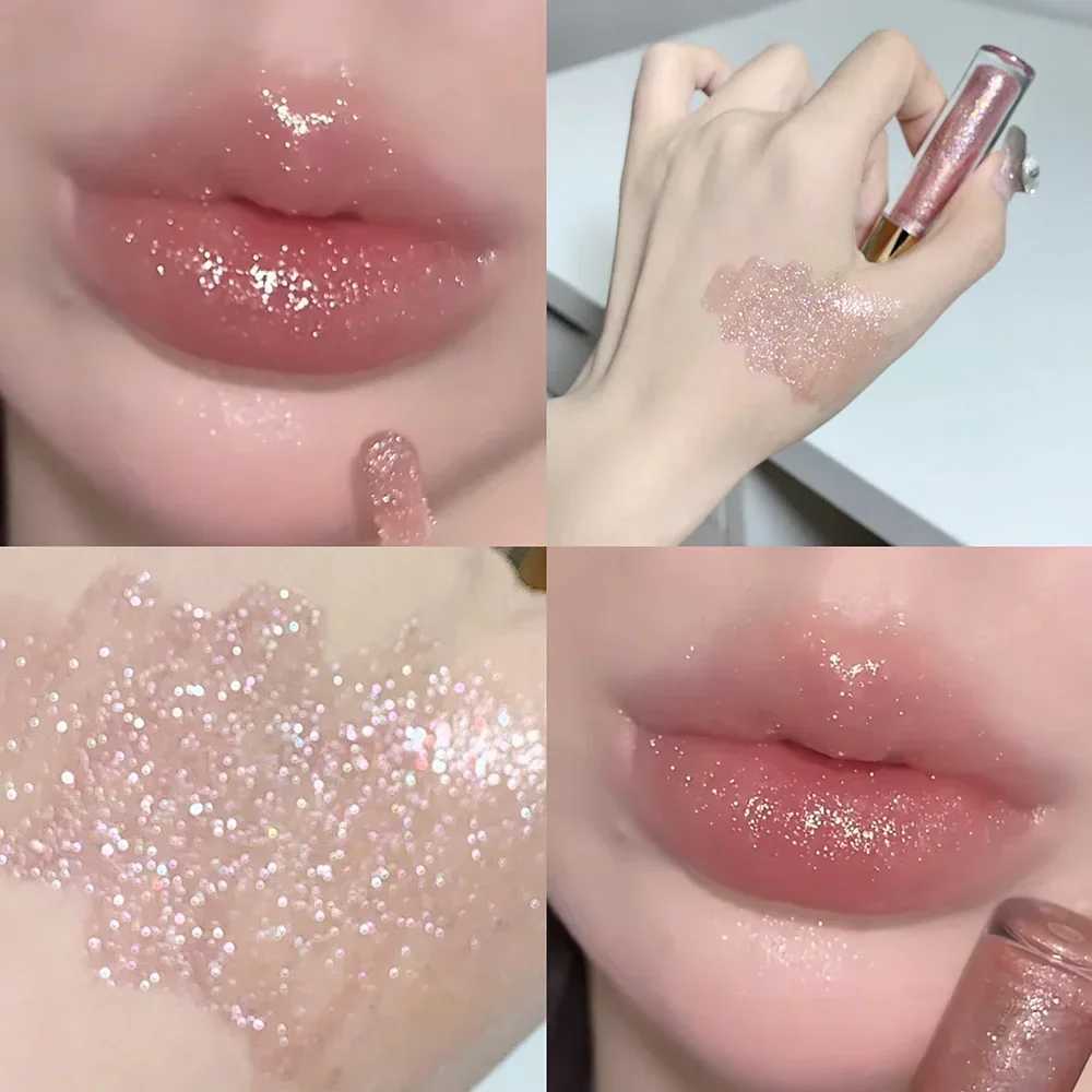 Glitter Liquid Lipstick Shimmer Metallic Clear Mirror Lip Gloss Plumping Oil Moisture Shine Lip Tint Sparkling Diamond Lip OilW250219