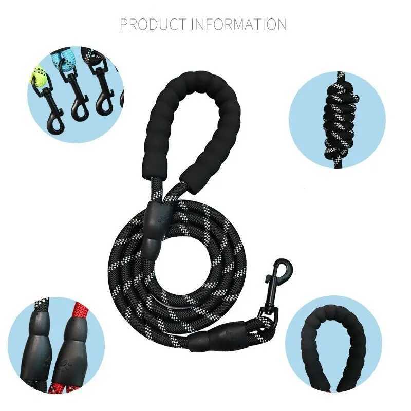 Pet Reflective Leash Nylon Round Leash Explosionproof Punch Leash Dog Walking Round Leash Without StrangulationXJ250218