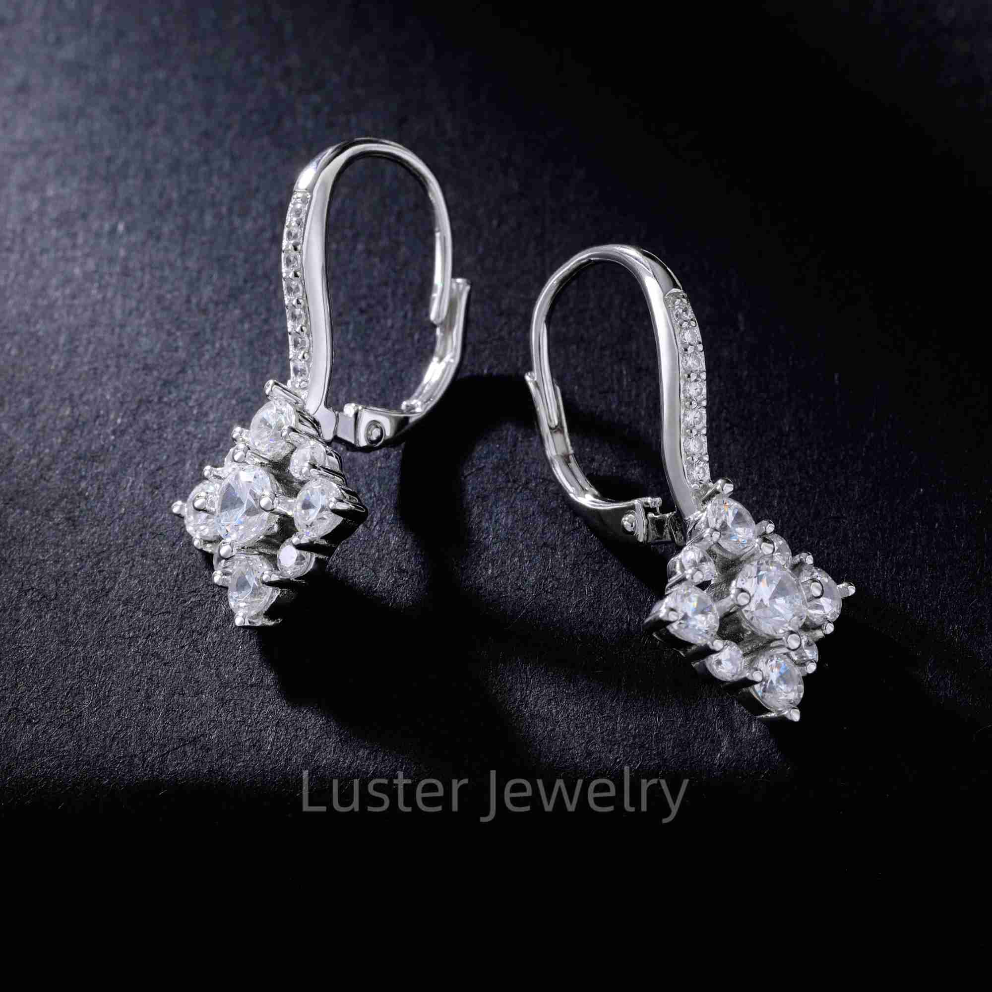 Luster Beautiful Womens 925 Silver Round Brilliant Cut Moissanite Pendant Hoop Earrings Moissanite for Engagement