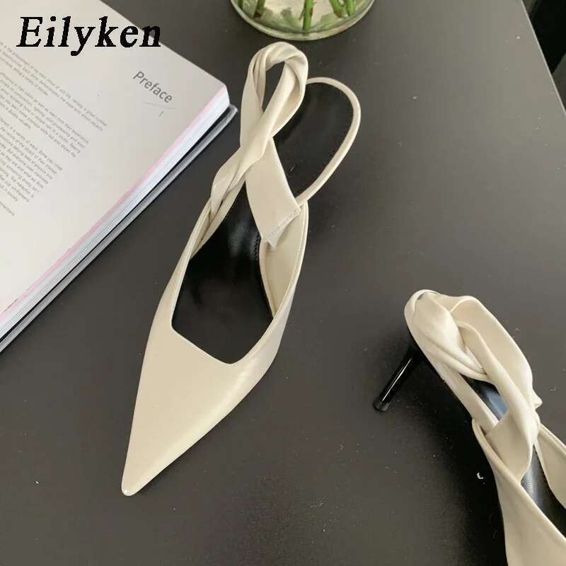 New Design Shallow Women Pumps Pointed Toe Sgbacks Sandals Elegant Party Prom Thin High Heels Shoes