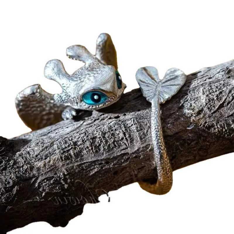 2024 New Gothic Punk Dragon Ring Men Retro Animal Adjustable Finger Rings for Women Personality Magical Cool Jewelry GiftsXJ250219
