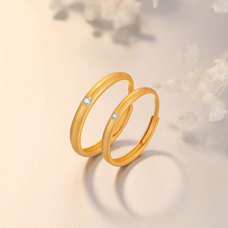 M bius Silver 999 Couple for Men Women, Light Luxury and High Grade Zircon Plain Circle 520 Matte Pair Ring