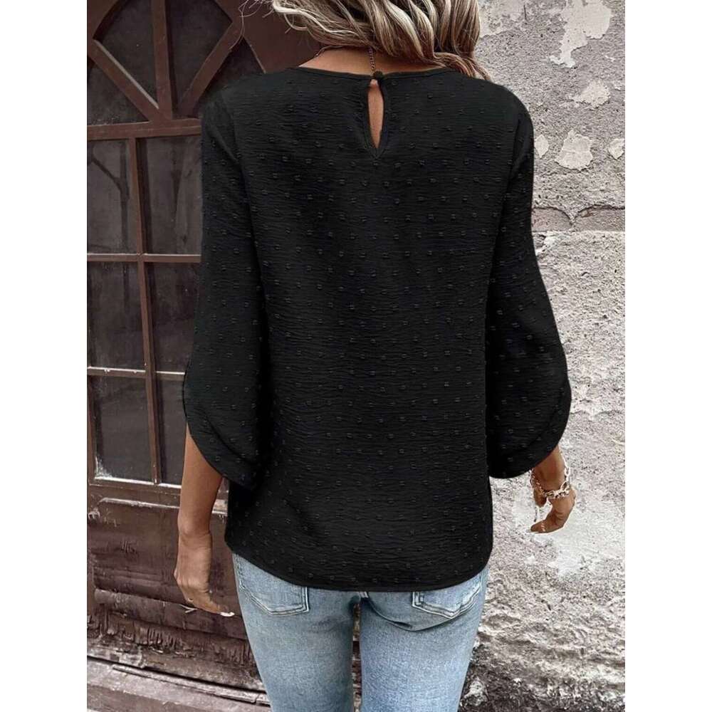 Seven Striped Cotton Ball Women's Spring And Autumn Blouses New Korean Style Seven Sleeve Small Shirt