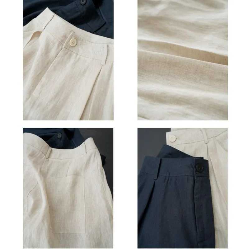 Men's Shorts Summer Korea Style Lazy Linen Curled Shorts Wide Leg Loose Slim Casual Hot Pants For Women z250219