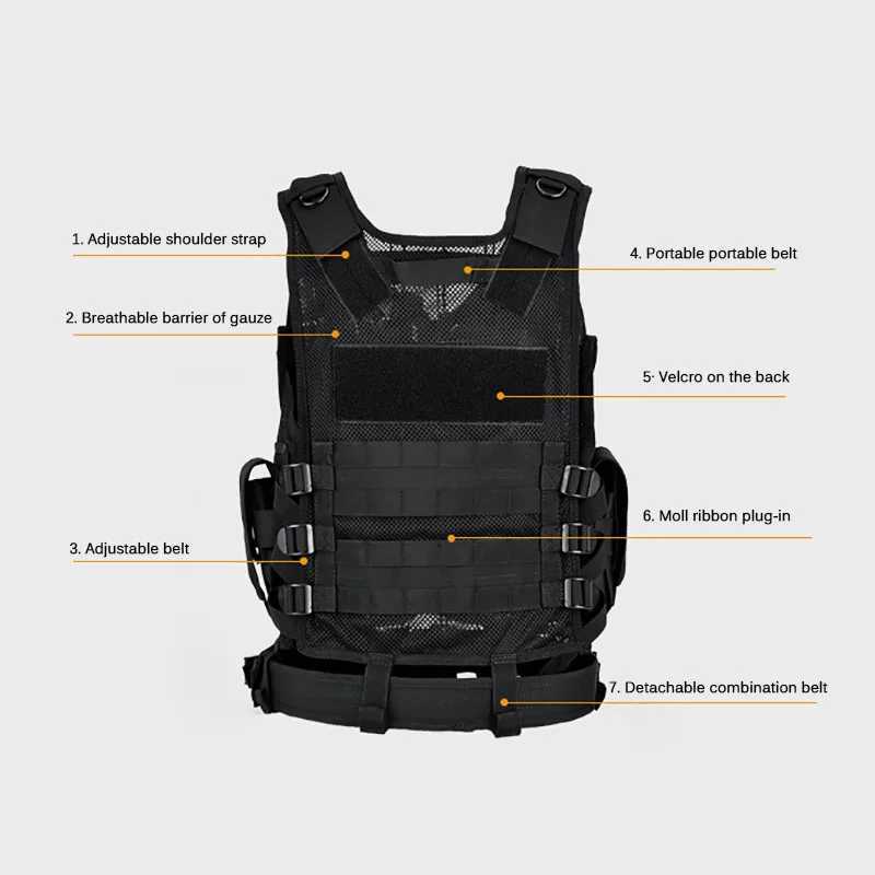 Breathable SWAT Molle Tactical Vest Military Combat Armor Vests Security Hunting Army Outdoor CS Game Airsoft Training JacketXJ250219