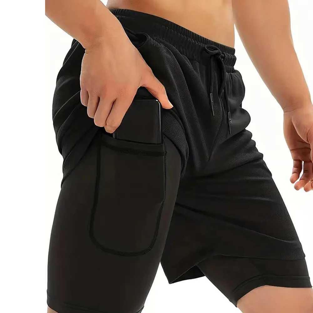New Beach Mens Fitness Training Shorts Summer 2-inch Quick Drying Gym Running Double Layer Shorts Outdoor Sweatshirt Mens Shorts W250219