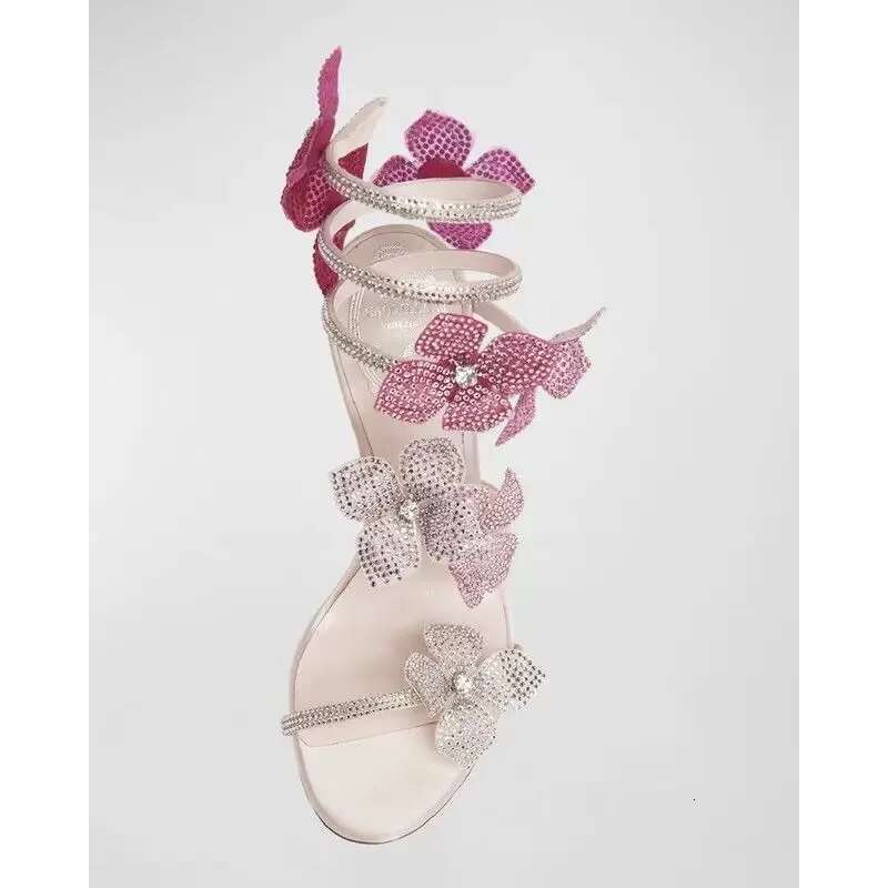 Summer crystal wer women sandals sexy thin heel snake strap shoes