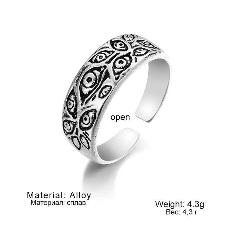 FNIO Vintage Punk Carved Eyes Mens Ring Finger Jewelry Hip Hop Rock Culture Ring Unisex Women Male Party Metal Rings AccessoriesXJ250219
