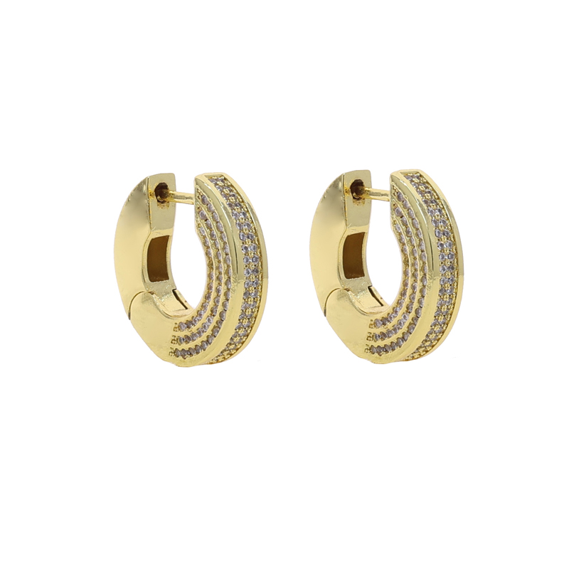 Fashion Gold Color Bling Cz Circle Hoop Earrings for Women Micro Pave Inlaid Cubic Zirconia Party Jewelry