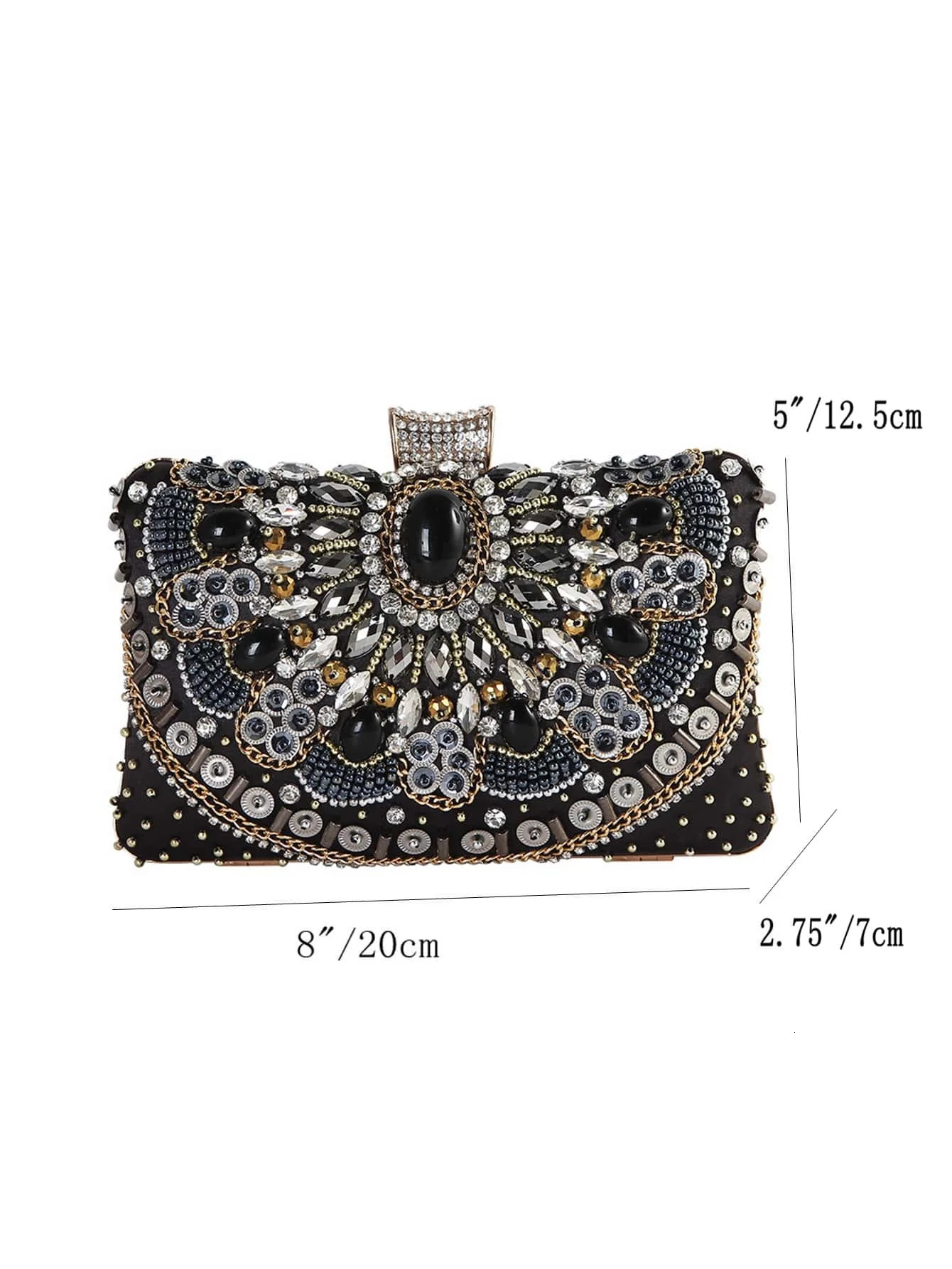 Beaded rhinestone evening bag elegant box clutch wallet party dance womens wedding handbag 250226