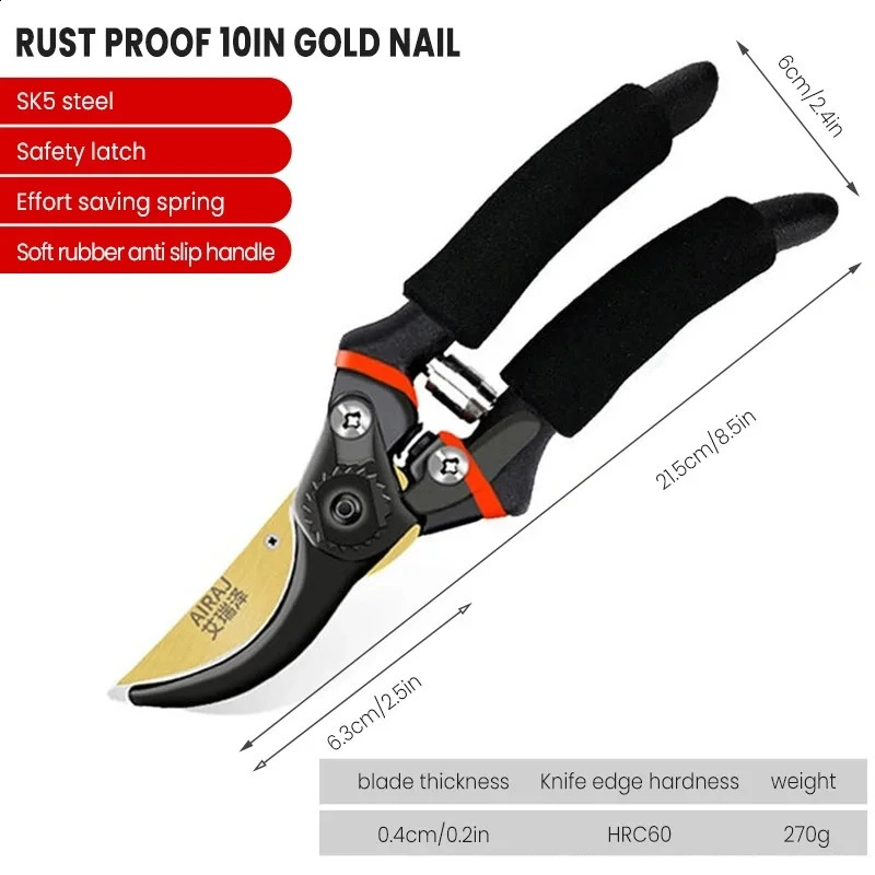 AIRAJ 1pc Multifunctional Pruning Shear Garden Tools Heavy Duty Ultra Sharp Hand Pruners Professional Garden Scissors 250218