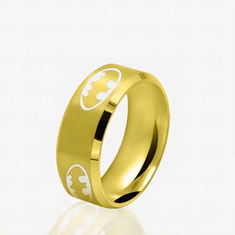8mm Fashion Laser Bat Rings Stainless Steel For Men Anti Stress Lucky Jewelry Gift WholesaleXJ250219