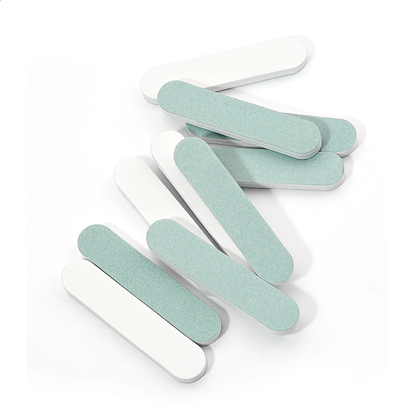 50/100 Pcs/Lot Nail Buffer Polishing Strip Green/White Sanding 600/3000 Sponge Manicure Tools Washable Buffing Blocks for Nails 250214