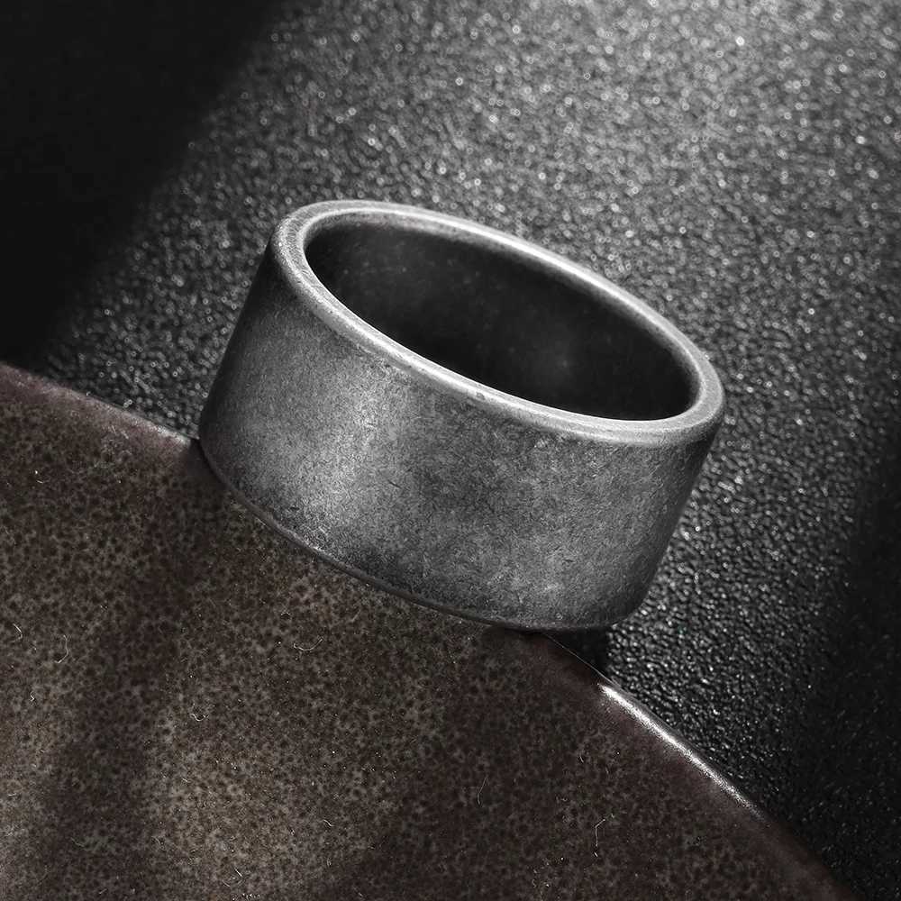 Retro Metal 8/10/12mm Antique Distressed Wide Ring For Men Stainless Steel Ring Punk Gothic Rock Hiphop Accessories Jewelry GiftXJ250219