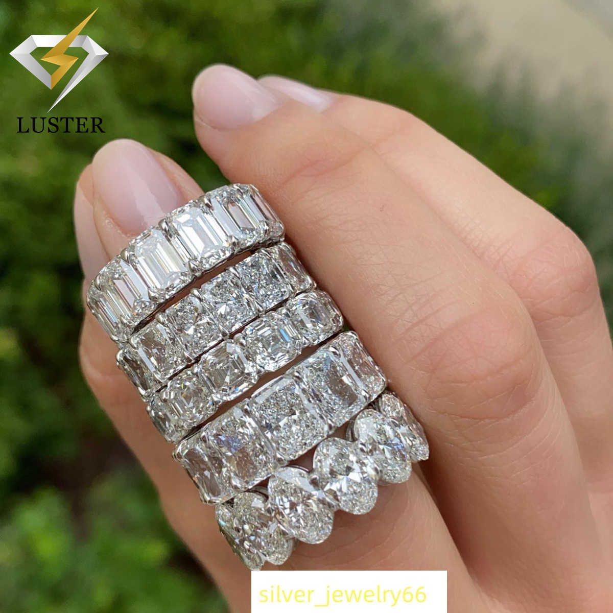 Luster Deposit Custom Bridal Band Design 10k/14k/18k Eternity Engagement Wedding Real Gold Moissanite Ring for Woman