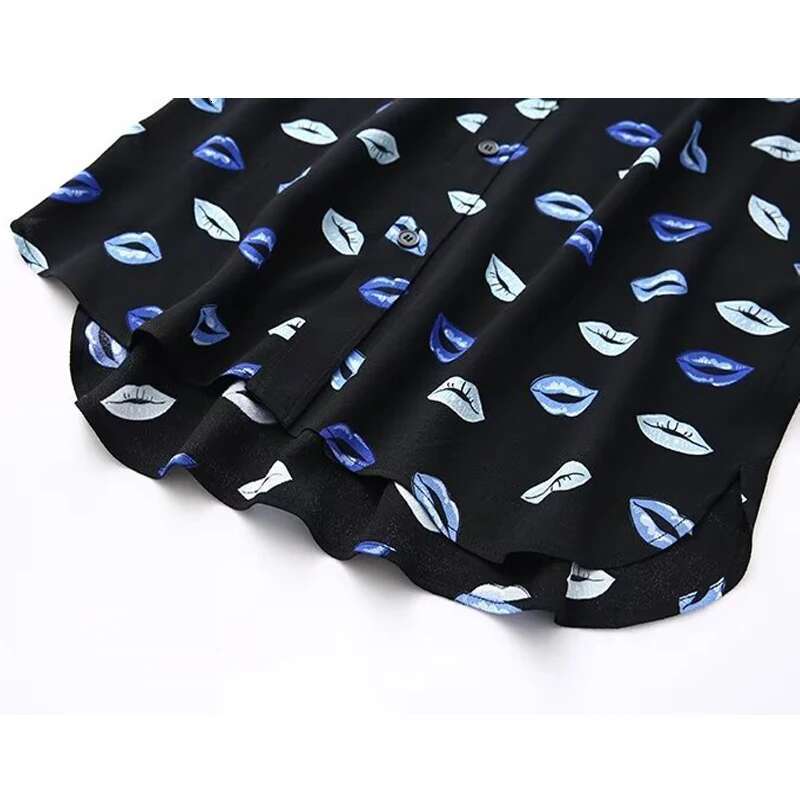 Women's Print Button Up Long Sleeve Shirts And Blouses For Women Asymmetric Collared Shirt Woman
