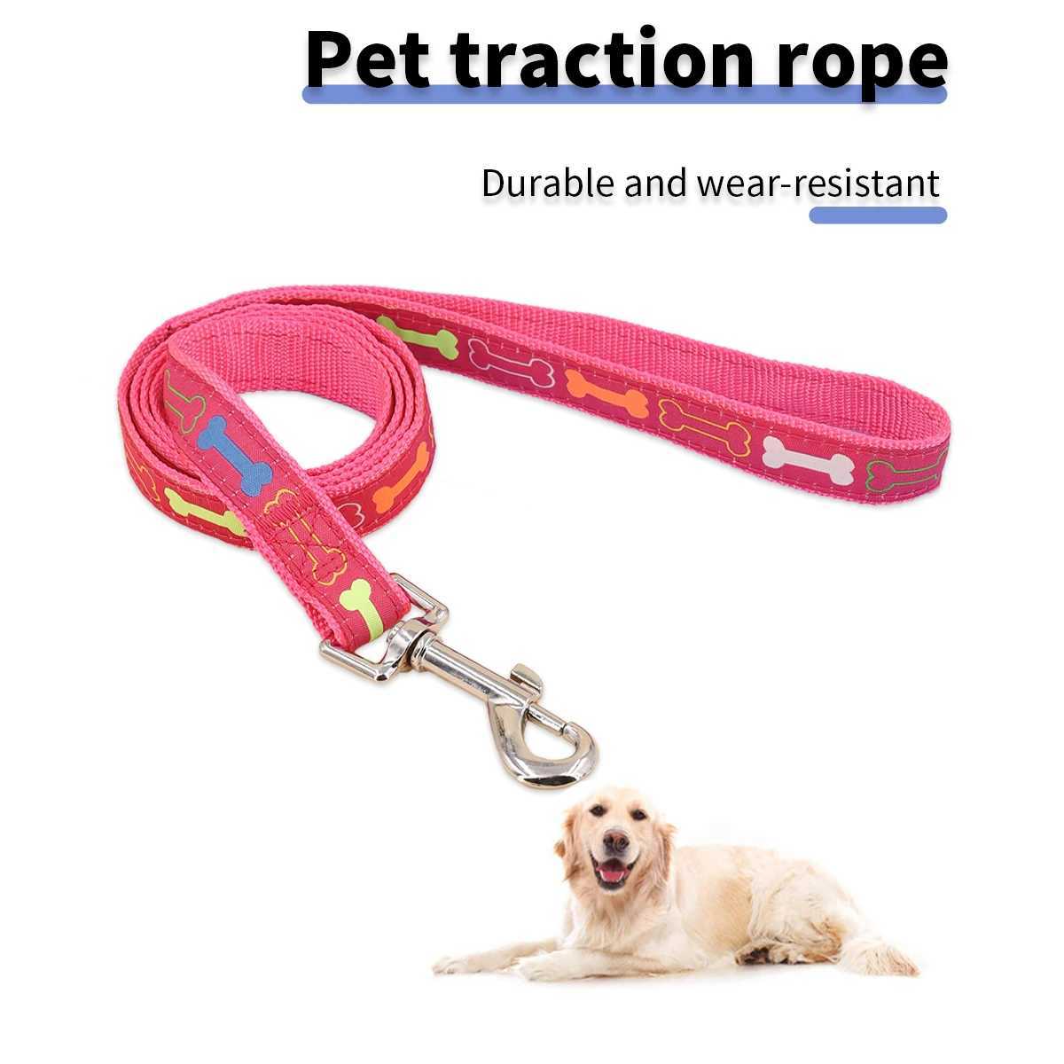 A cartoon bone dog leash for outdoor useXJ250218