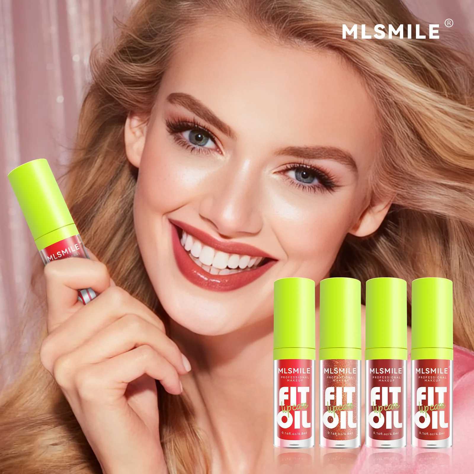 MLSMILE 4pcs/set Mirror l tree-color Lip Gloss Long-lasting Hydrating Moisturizing Lip Enhancement Lip Balm Clear Lip OilW250219