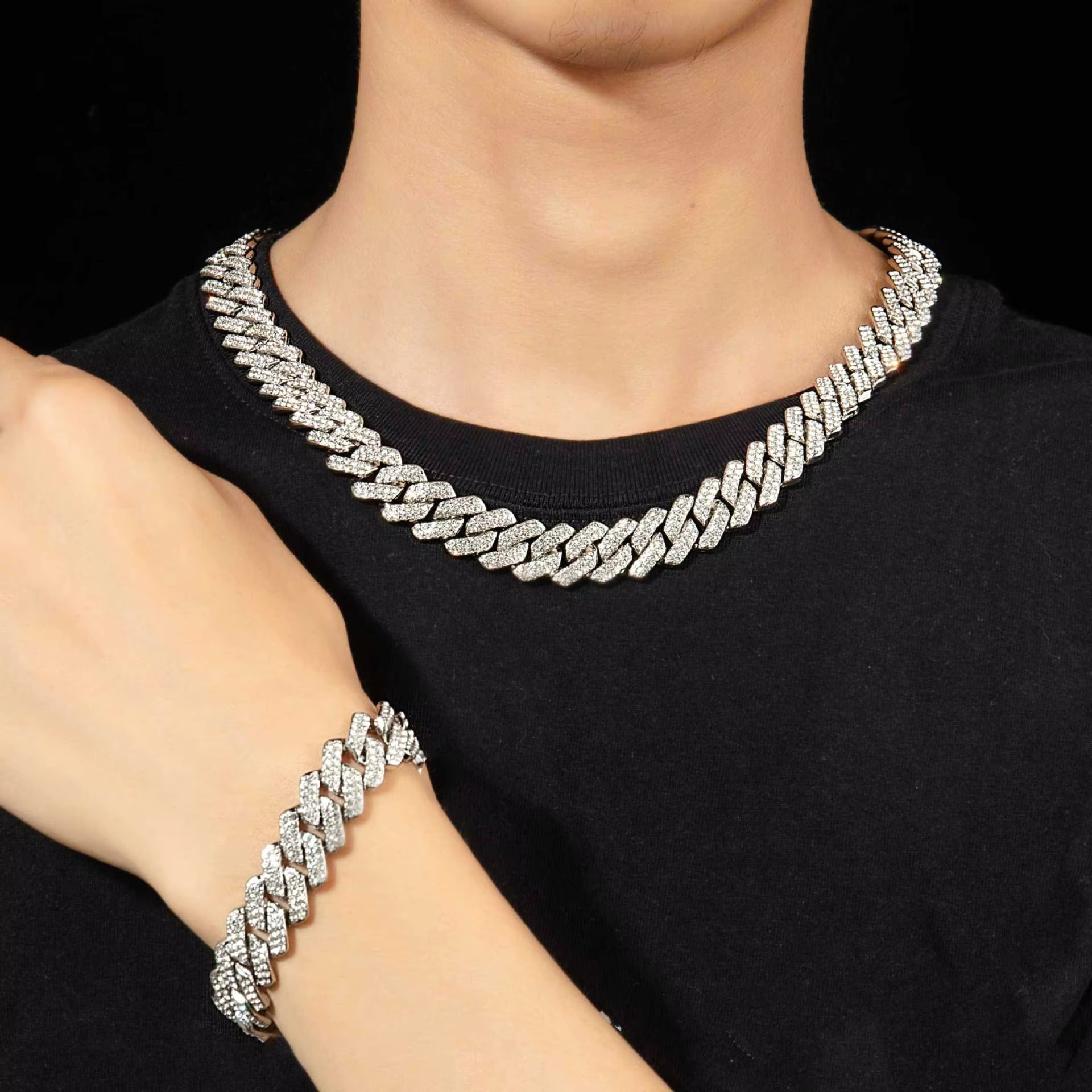 Wholesale 6MM 8MM 10mm 12mm 14mm Hip Hop Vvs Dia Necklace Bracelet Dropshipping Sier Iced Out Cuban k Moissanite Chain