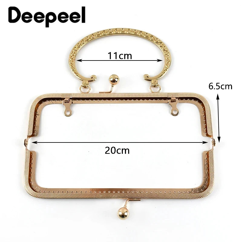 1/2/5Pcs Deepeel 20cm Embossed Metal Bag Handles Purse Frame Kiss Clasp Women Handbag DIY Sewing Brackets Woven Bags Accessories 250214