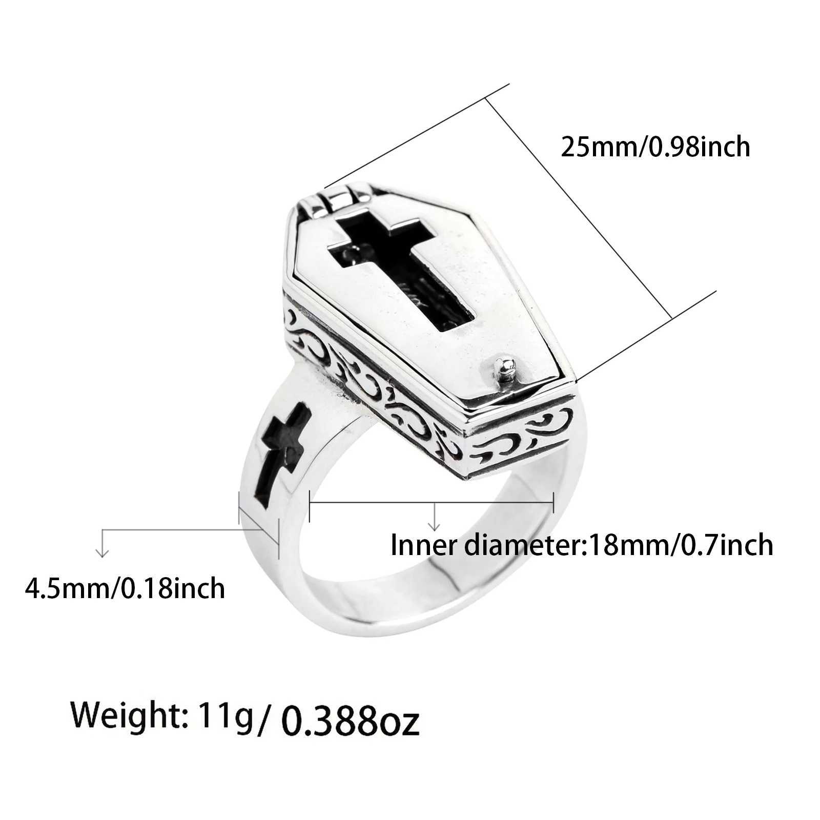Retro Fashion Man Skull Coffin Cross Punk Hip-hop Gothic Ring Jewelry GiftXJ250219
