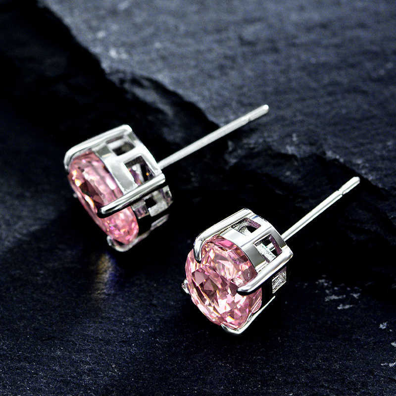 Luster Jewelry Soild Silver 4.5ct Light Luxury Wedding Moissanite Women Earrings With pink Diamond