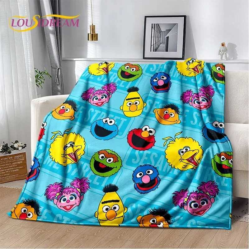 Cartoon Sesame Street Cute Soft BlanketsKeep Warm Throw Blanket Comfortable Blanket for Picnic Beds Sofa Home Bedroom Gift KidT250218