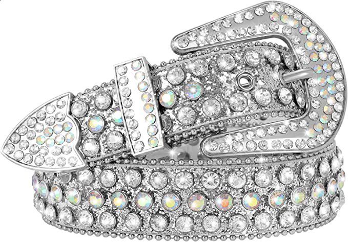 Belt womens rivet alloy water diamond inlaid diamond needle buckle three piece set punk style hip-hop trend241119