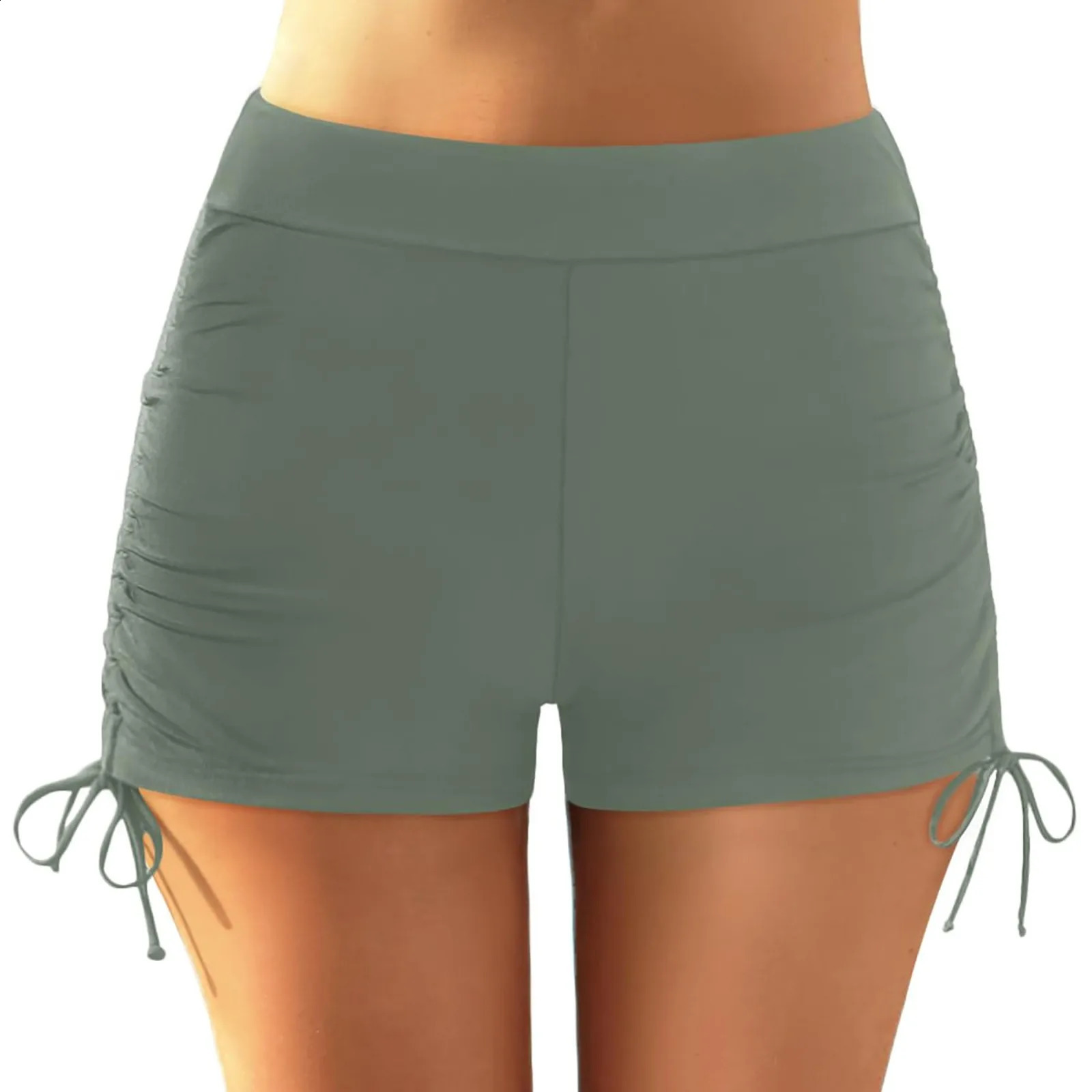 beach suit Plus Size High Waist Bikini Bottoms Swim Briefs Beach Shorts Ruched Bottom Cut Short Skirt Suit 250217