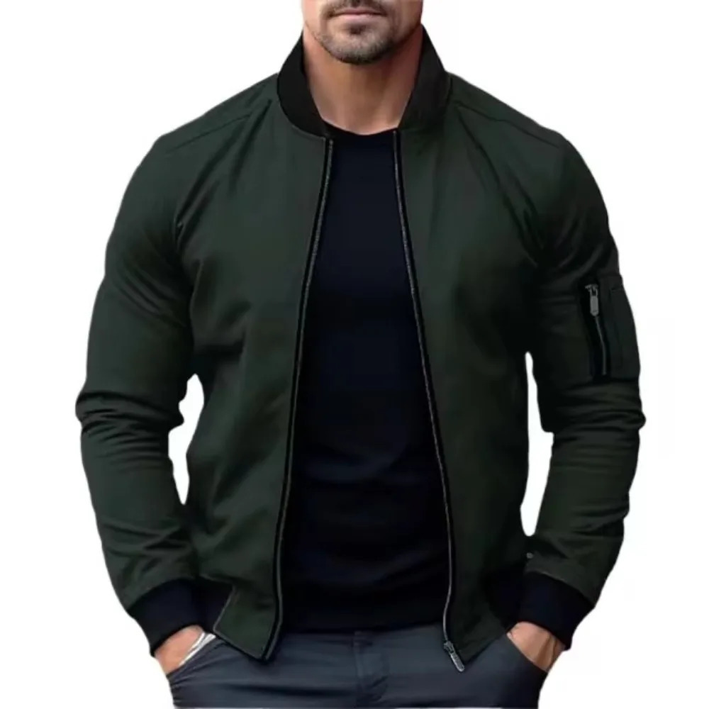 Jackets for Men Solid Color Bomber Jacket Coat Business Male Coats Windbreaker Mens Zipper Korean Basic Streetwear Tops 250218