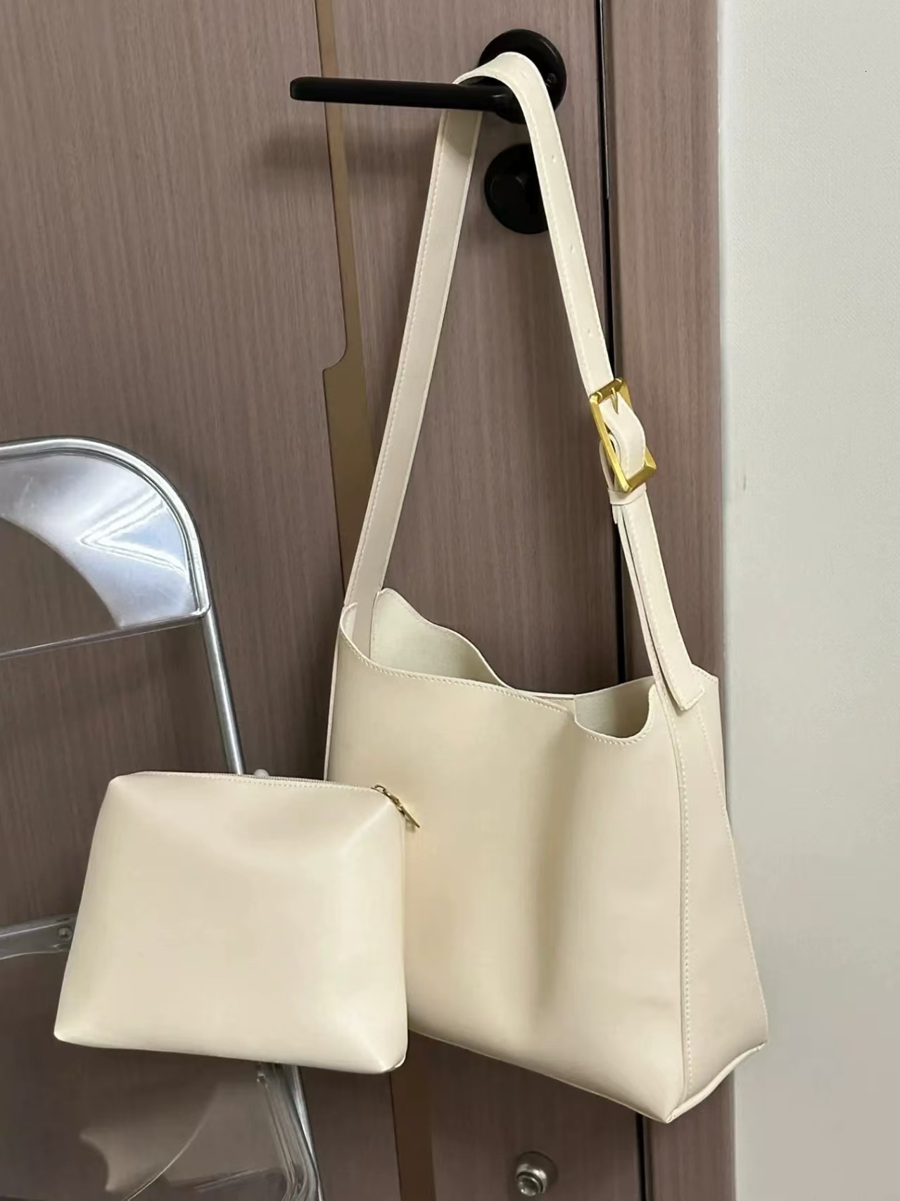 2025 New Fashionable Versatile Bucket Large Capacity Simple Leisure Mother and Child Set Soft Collapse Single Shoulder Crossbody Bag #swissmilitary