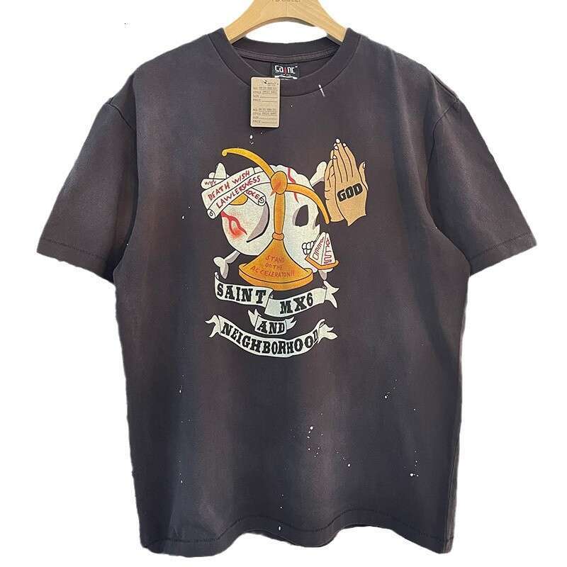 SAINT MICHAEL CHO collaborates with 25SS "nbhd" for the second phase of American style distressed short sleeved shirts