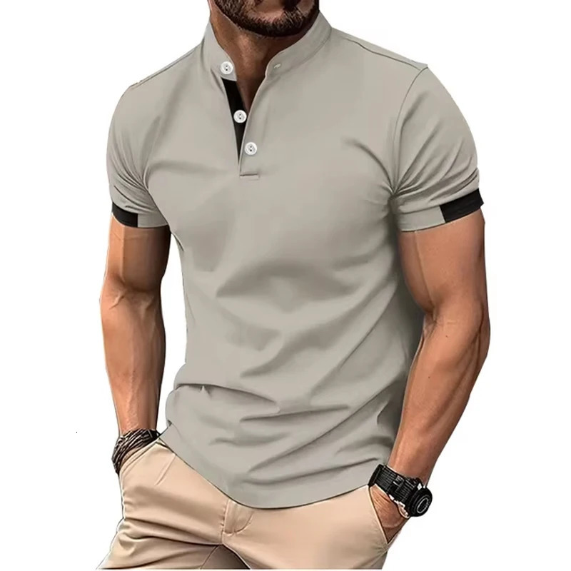 Mens Golf Shirt Polo Work Casual Lapel Short Sleeve Basic Modern Color Block Patchwork Spring Summer Regular Fit 250219