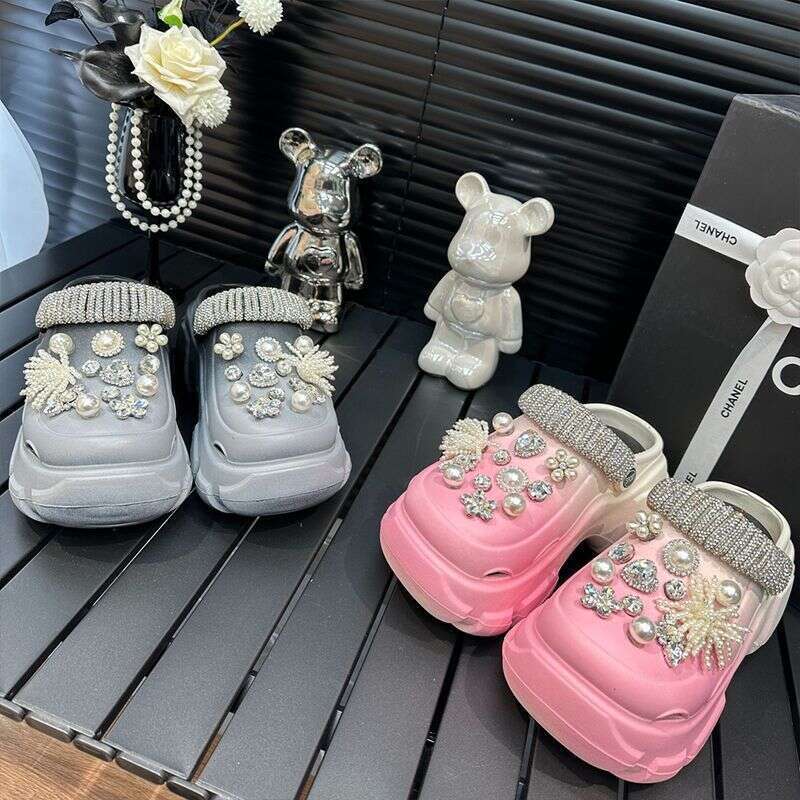 Advanced fashionable outerwear with thick sole and increased height, beach sandals for women, summer rhie fairy style toe hole shoes