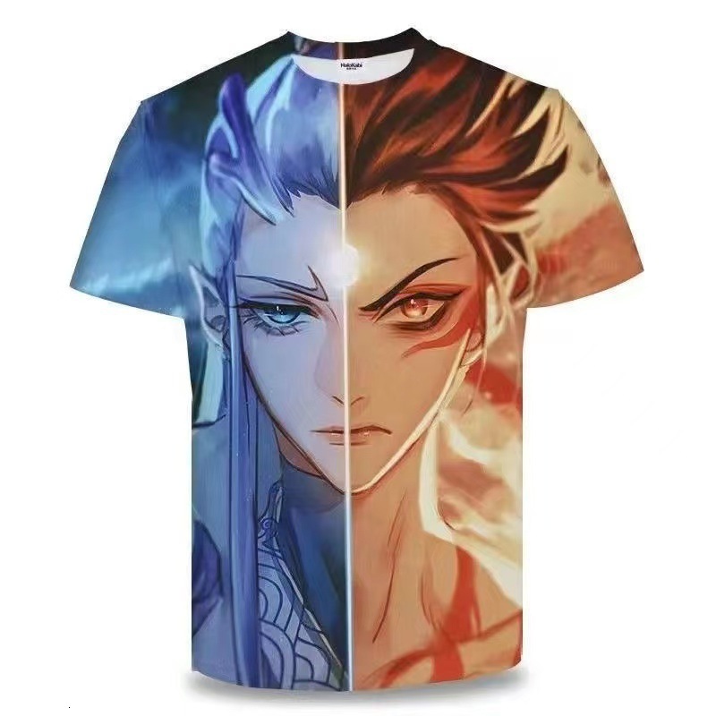 Summer 2025 Nezha Children's Sea Of Troubles Personalized T-shirt For Men's Designer T-shirt 3D Printed Fashionable Casual Top Short Sleeve