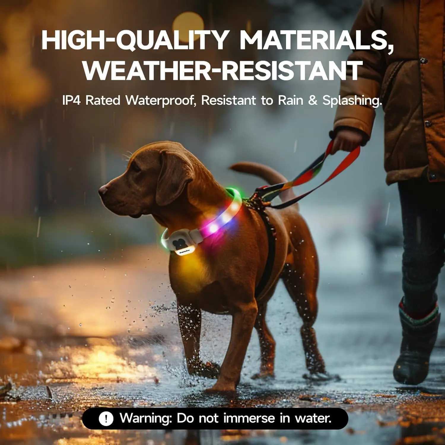 Mewoofun luminous dog collar LED with USB charging emits light in the dark waterproof dog necklace 6 flashing modes suitable for dogs W250219