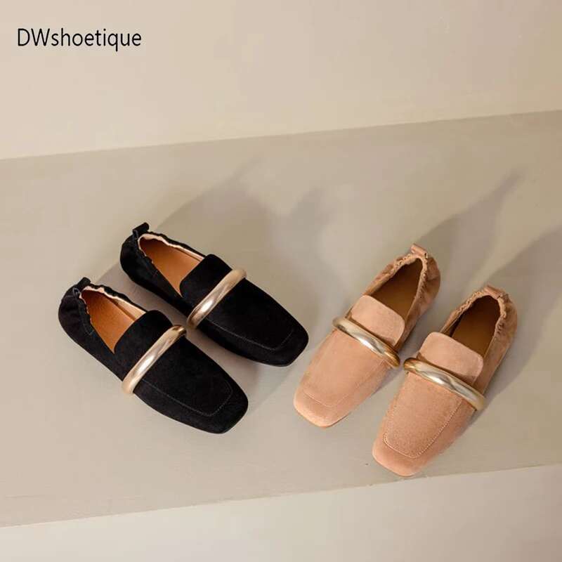 Cow suede loafers all real leather women flat shoes