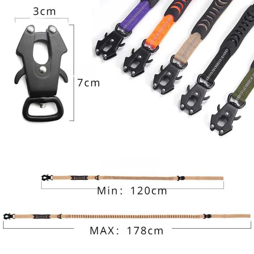 Reflective Shock Absorbing Pet Leashes with Car Seatbelt for Large Dogs Heavy Duty Tactical Bungee Dog Leash No Pull Dog LeashXJ250218