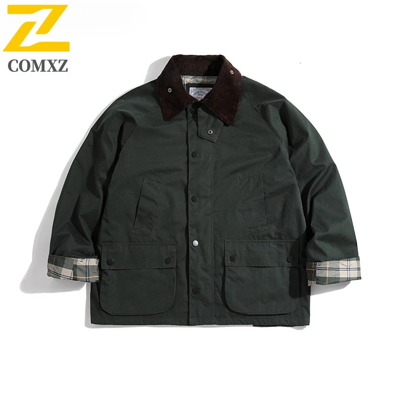Vintage Street Jacket Mens Womens Autumn Highend Fashion Corduroy Plaid Windproof Coat Casual MultiPocket Loose 250210