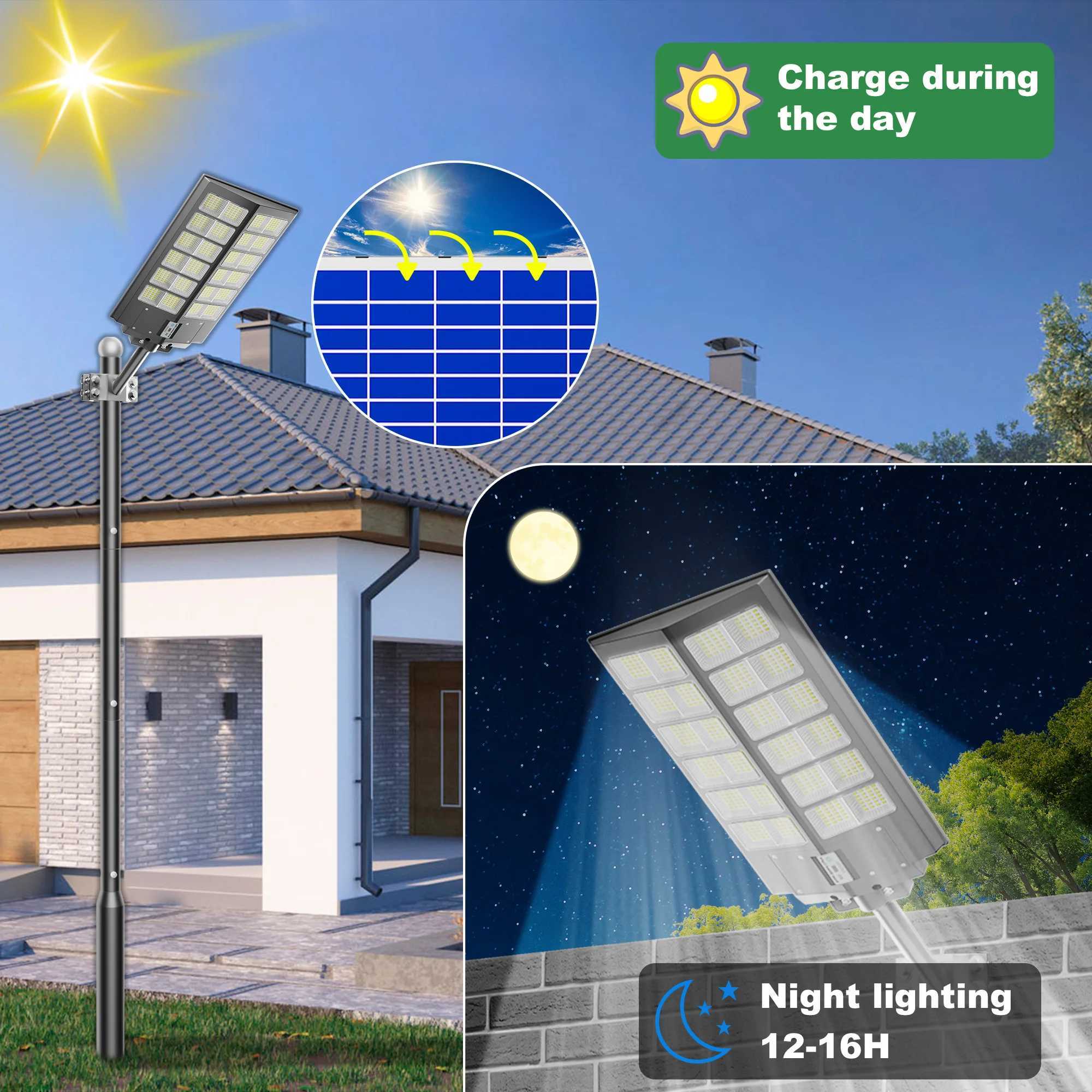 4200W Solar Street Lights Outdoor - 4500K Solar Lights Outdoor Waterproof Dusk to Dawn Commercial Solar Parking Lot Lights with X250218