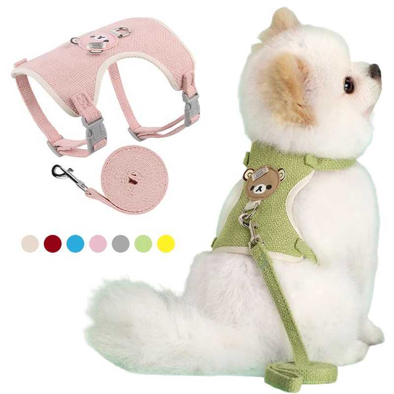 Cute Pet Harness Leash Set for Small Mid Dogs Cat Walking Lead Chihuahua Bunny Vest Harness Poodle Collar Leash Dog AccessoriesXJ250218