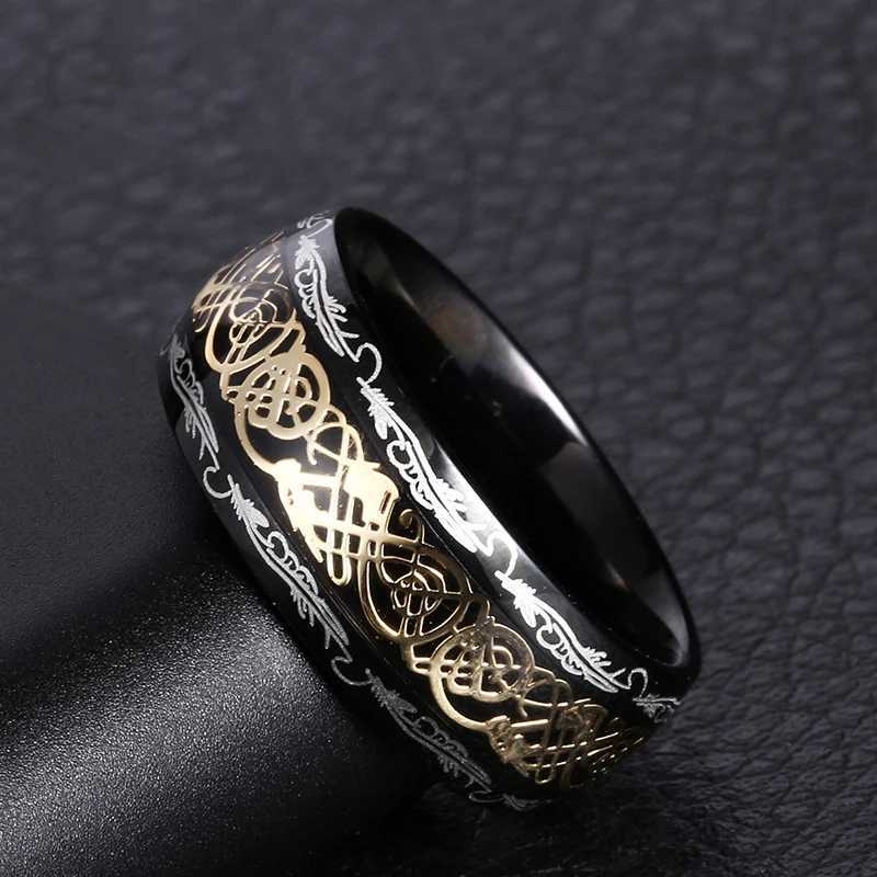 2024 Stainless Steel Dragon Ring for Men Inlay Purple Red Green Black Carbon Fiber Ring Wedding Band Jewelry Size 6-13XJ250219