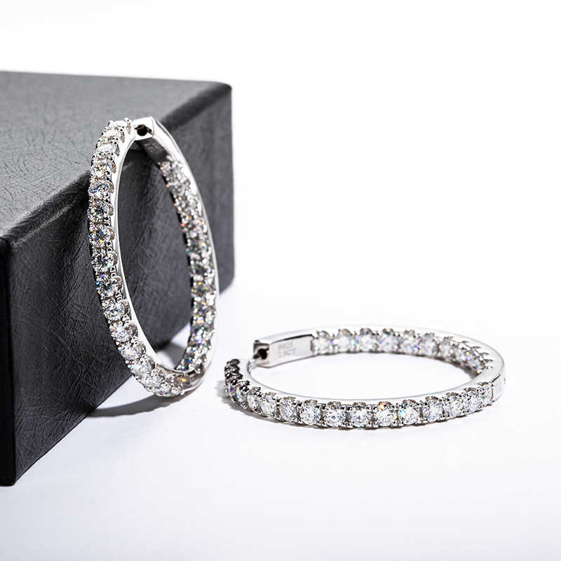 Luster Jewelry 5.6CTW Hoop Huggies Earring 925 Sterling Silver GRA Certified VVS Moissanite Earring