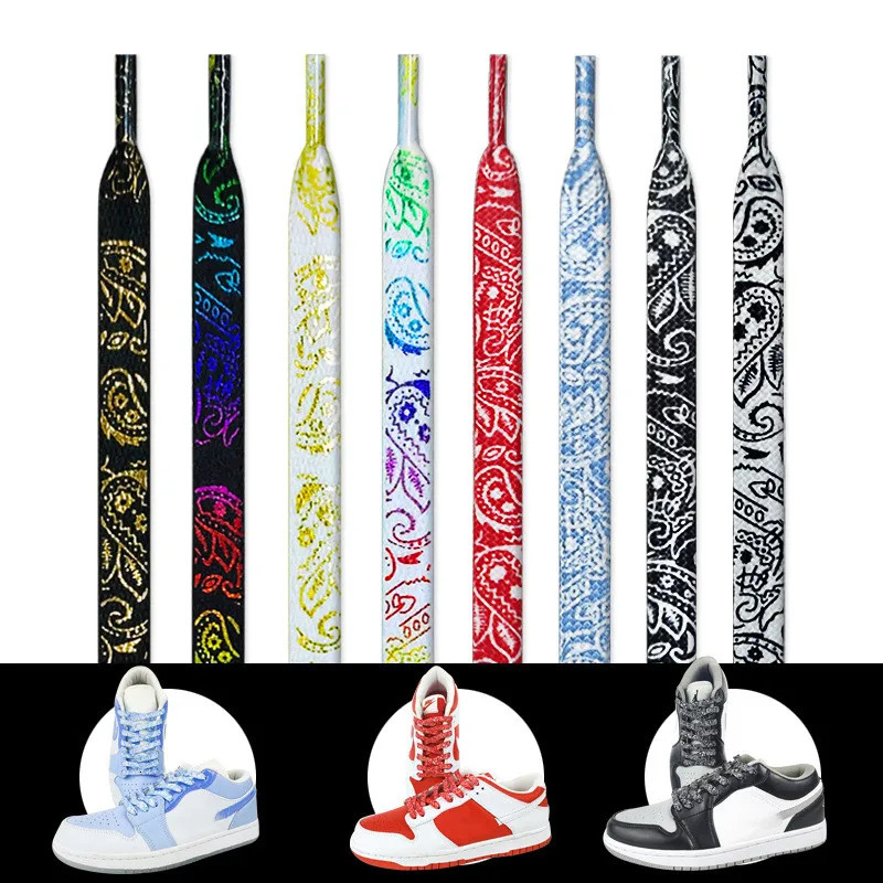 Flat Shoe Laces Cashew Flower Shoelaces for Sneakers Gilding Handpainted Sports Casual Basketball Tennis Shoelace Shoestrings 250219