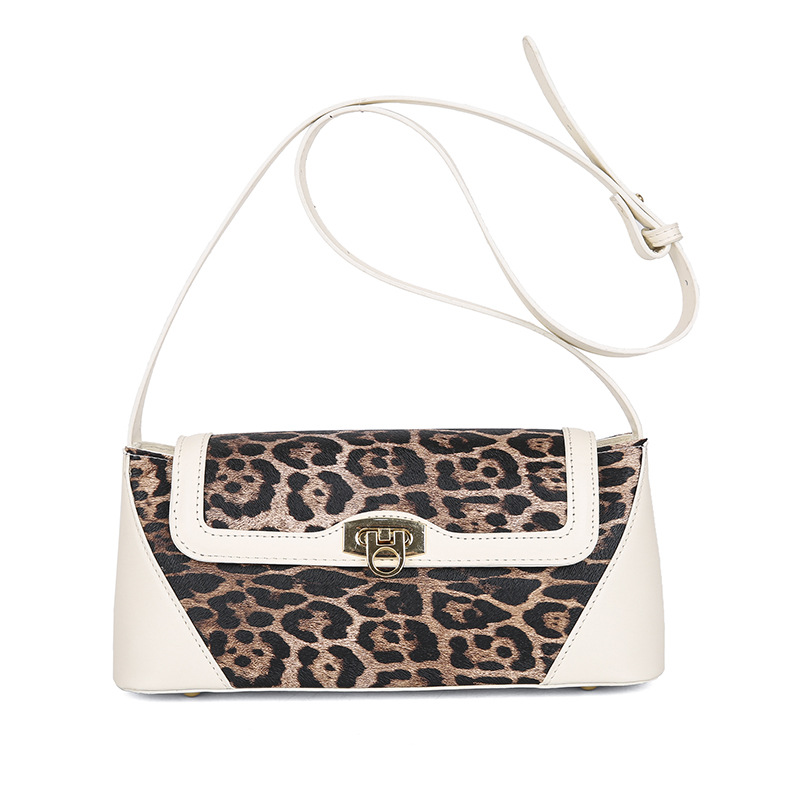 Designer 2024 Autumn/Winter leopard print casual high-grade one-shoulder splicing small square Retro commuter crossbody fashion all-match women's